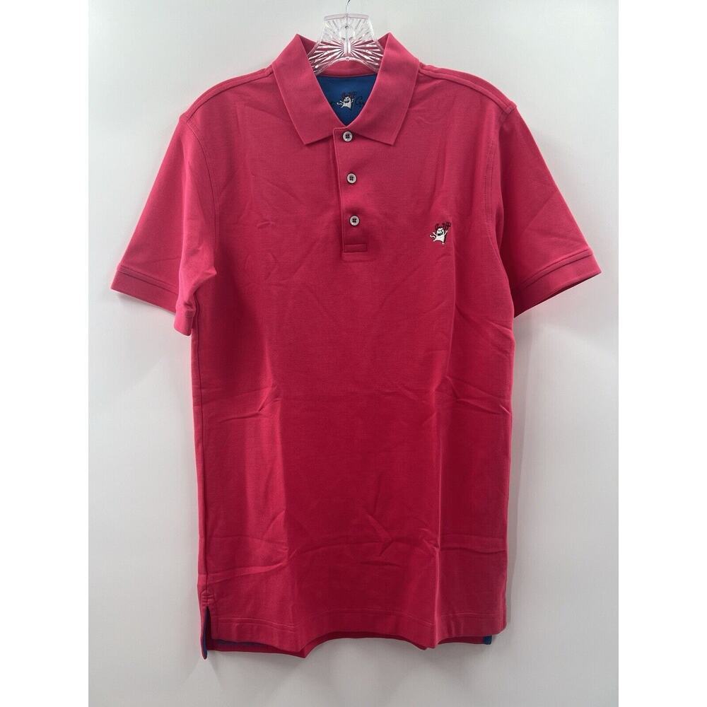 Robert Graham Men’s Short Sleeve Pique Knit Polo Magenta Pink Size Small NWT